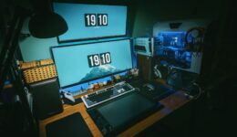 low light photography of computer gaming rig set